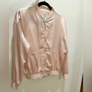 Forever 21 Light Pink Satin Bomber Jacket